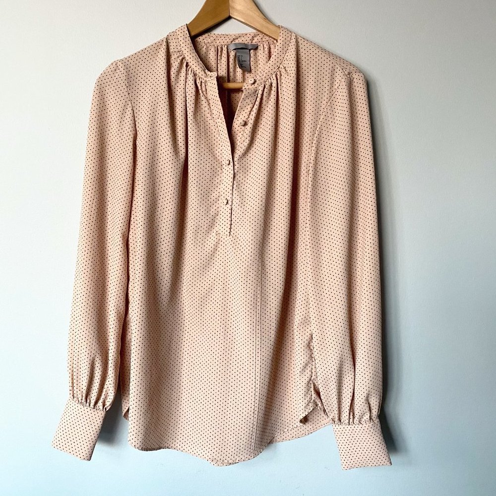 NWOT H&M Size 4 Pastel Pink Button Dotted Blouse